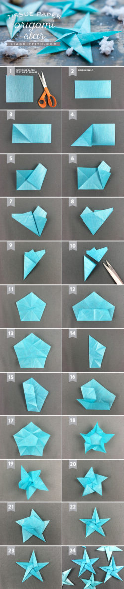 Tissue Star Origami Christmas Ornaments – Lia Griffith